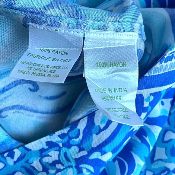 Lilly Pulitzer Blue Patterned Women's Top XL - Picture 9 of 9